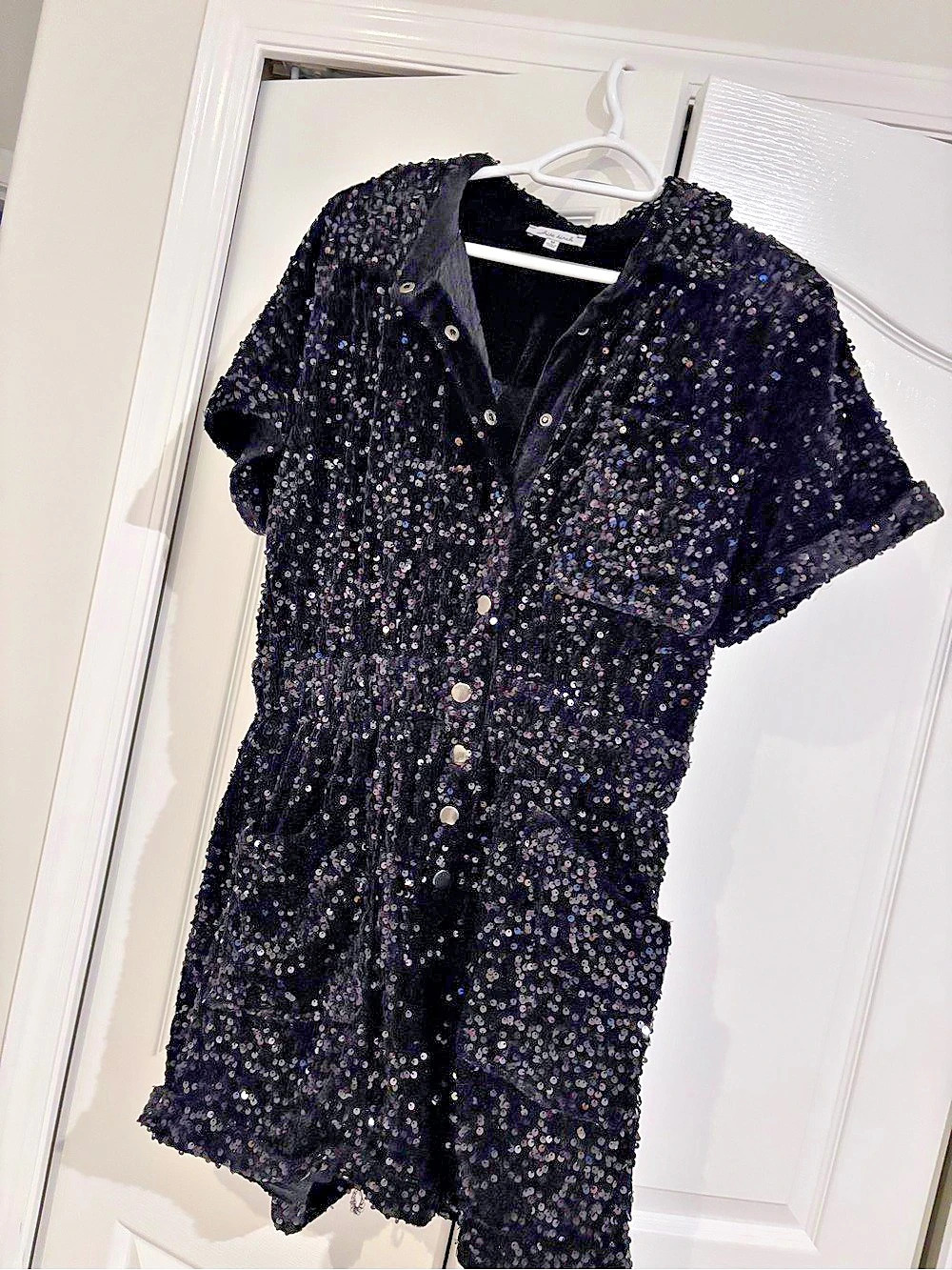 White Birch Sequin Romper in Black Size Medium Like New